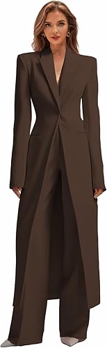 Business Women's Suit Luxury Office Work Tuxedos Street Shot 2 Pieces Long Blazer Pants Slim Fit Jacket Trousers