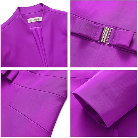 Women's Business Pant Suit Set 2 Piece Slim Fit Blazer Jacket One Button Buckle Closure Lady Work Suit for Office