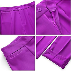 Women's Business Pant Suit Set 2 Piece Slim Fit Blazer Jacket One Button Buckle Closure Lady Work Suit for Office