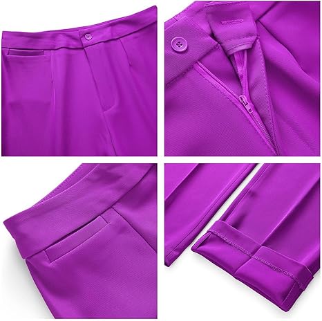 Women's Business Pant Suit Set 2 Piece Slim Fit Blazer Jacket One Button Buckle Closure Lady Work Suit for Office